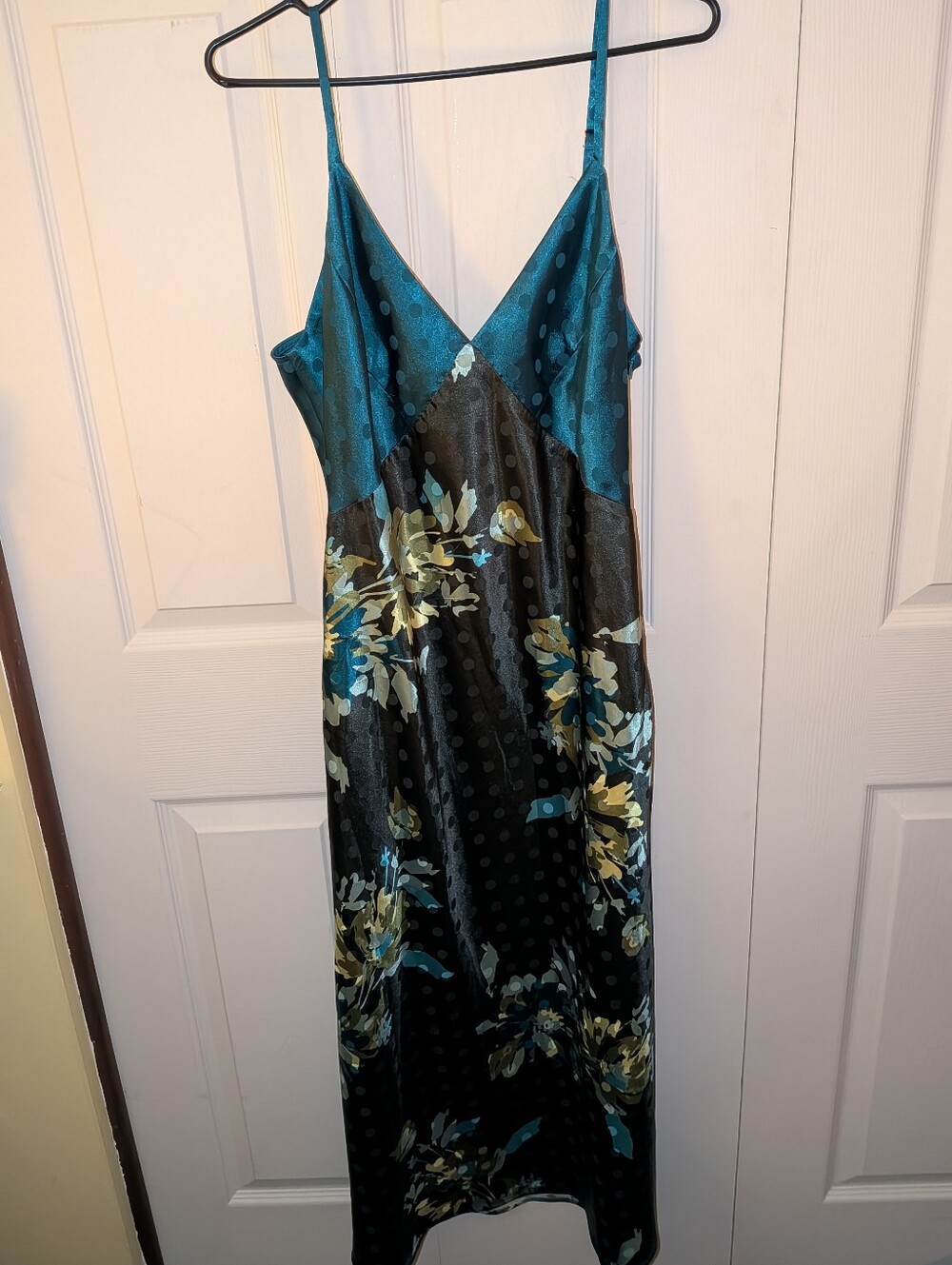Hutch Teal and Olive Floral Midi Slip Dress XL